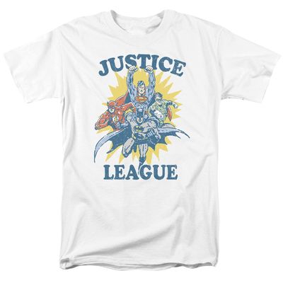 Justice League Lets Do This Mens T Shirt White Retro Pop Classics