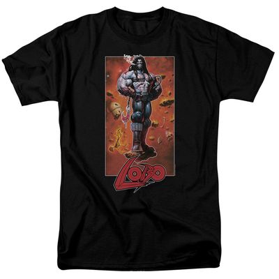 Justice League Lobo Pose Mens T Shirt Black Retro Pop Classics