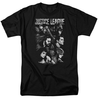 Justice League Movie Pushing Forward Mens T Shirt Black Retro Pop Classics