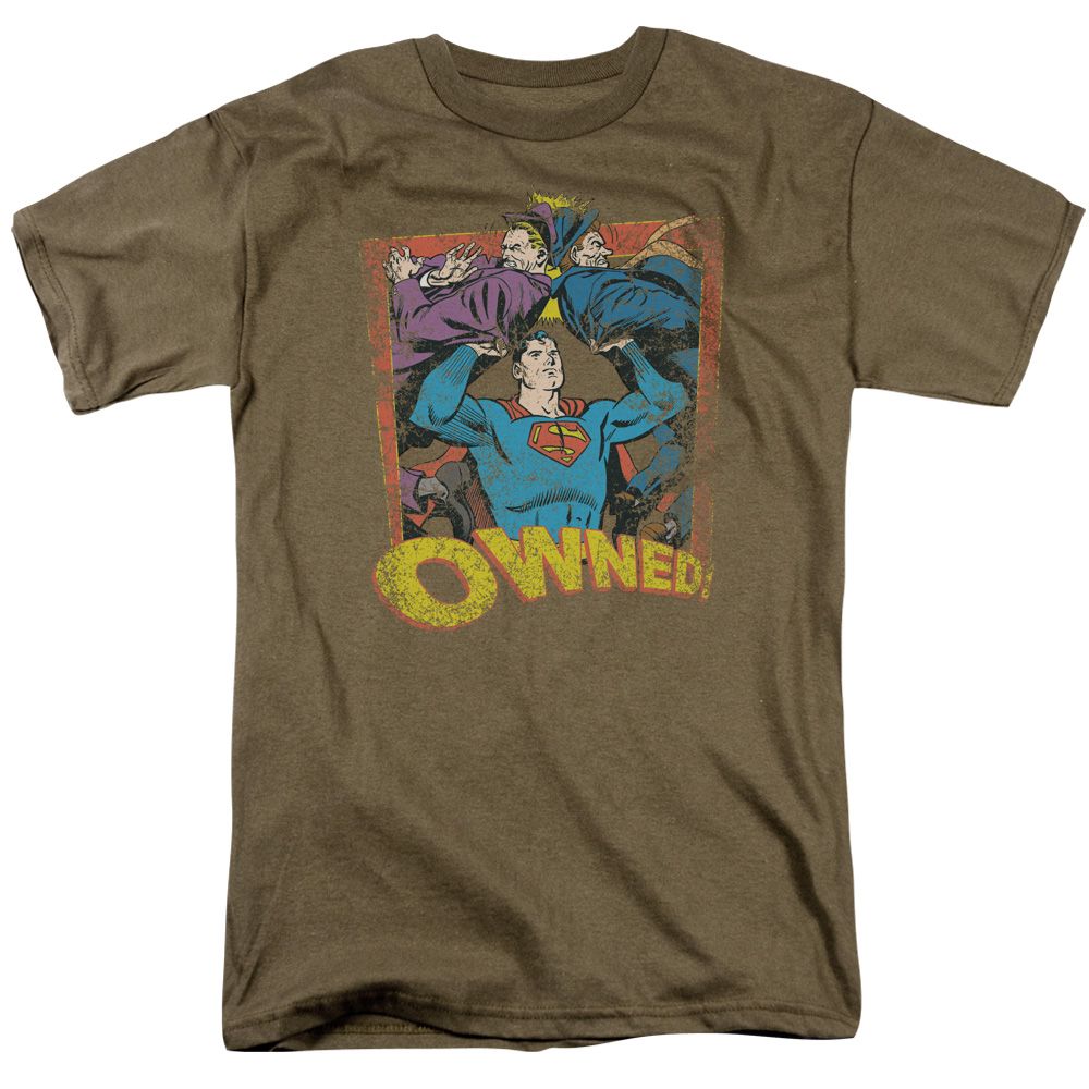Superman Owned Mens T Shirt Safari Green Retro Pop Classics
