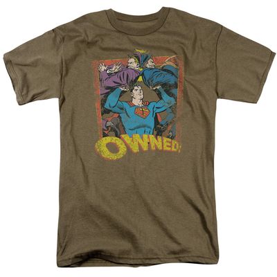 Superman Owned Mens T Shirt Safari Green Retro Pop Classics