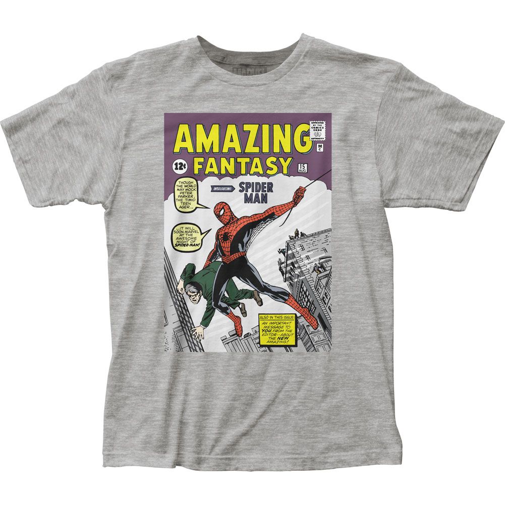 Spider-Man Amazing Fantasy #15  Mens T Shirt Grey Retro Pop Classics