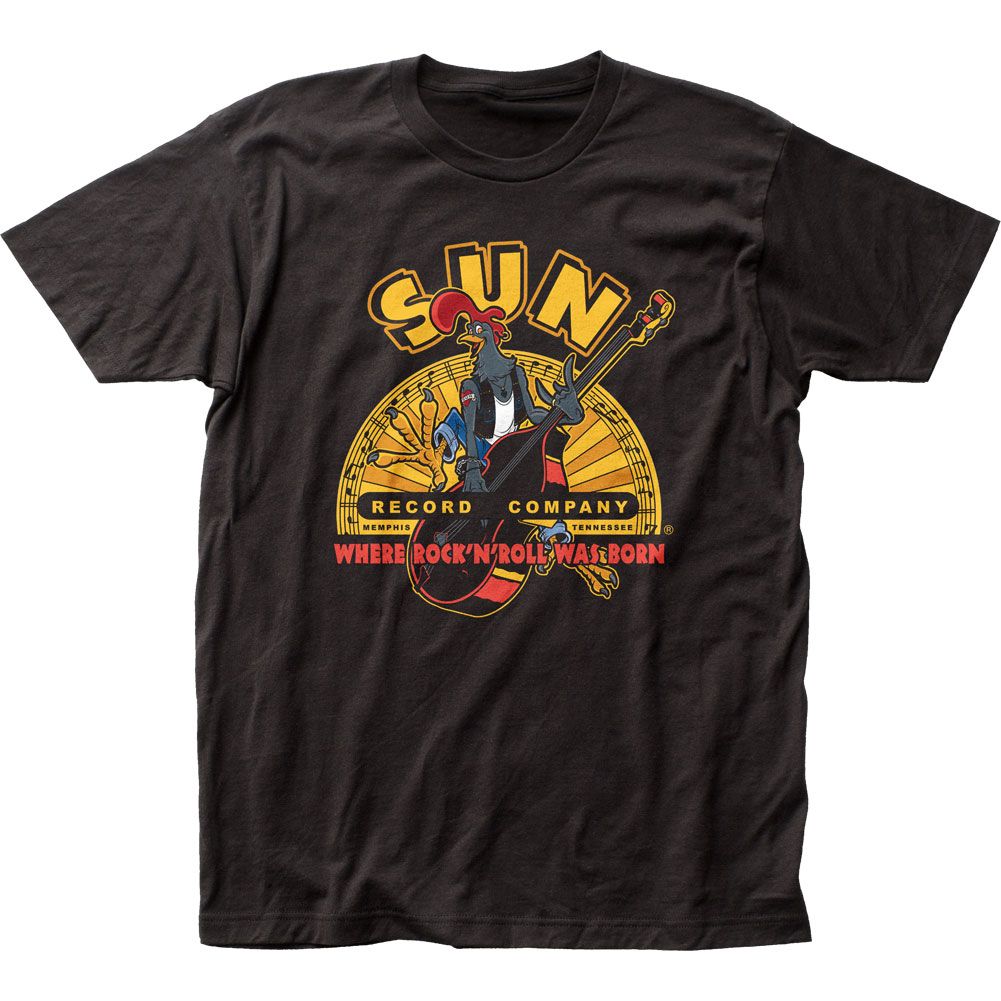Sun Records Rooster Mens T Shirt Black Retro Pop Classics