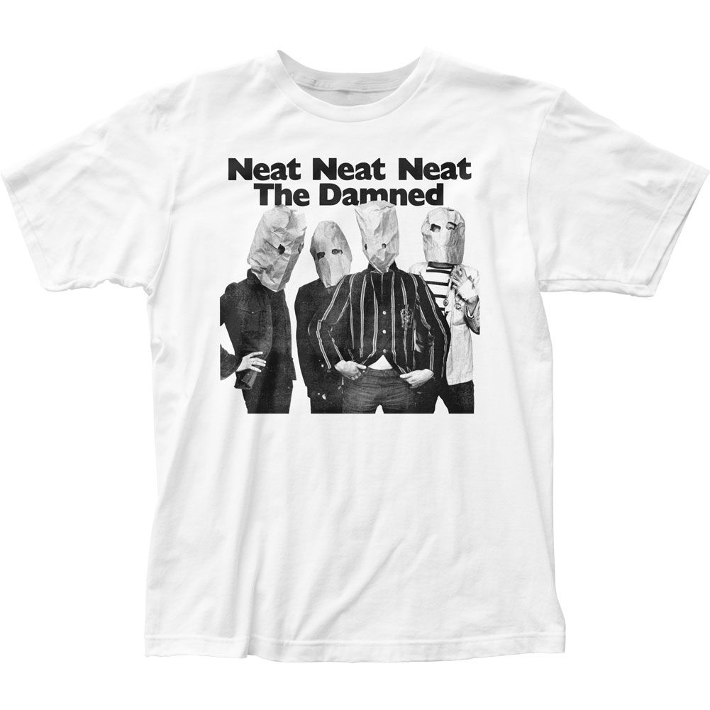 The Damned Neat Neat Mens T Shirt White Retro Pop Classics