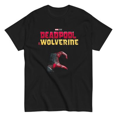 Deadpool &amp; Wolverine Deadpool Half Heart Hand Mens T Shirt Black Retro Pop Classics