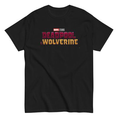 Deadpool &amp; Wolverine Logo Mens T Shirt Black Retro Pop Classics