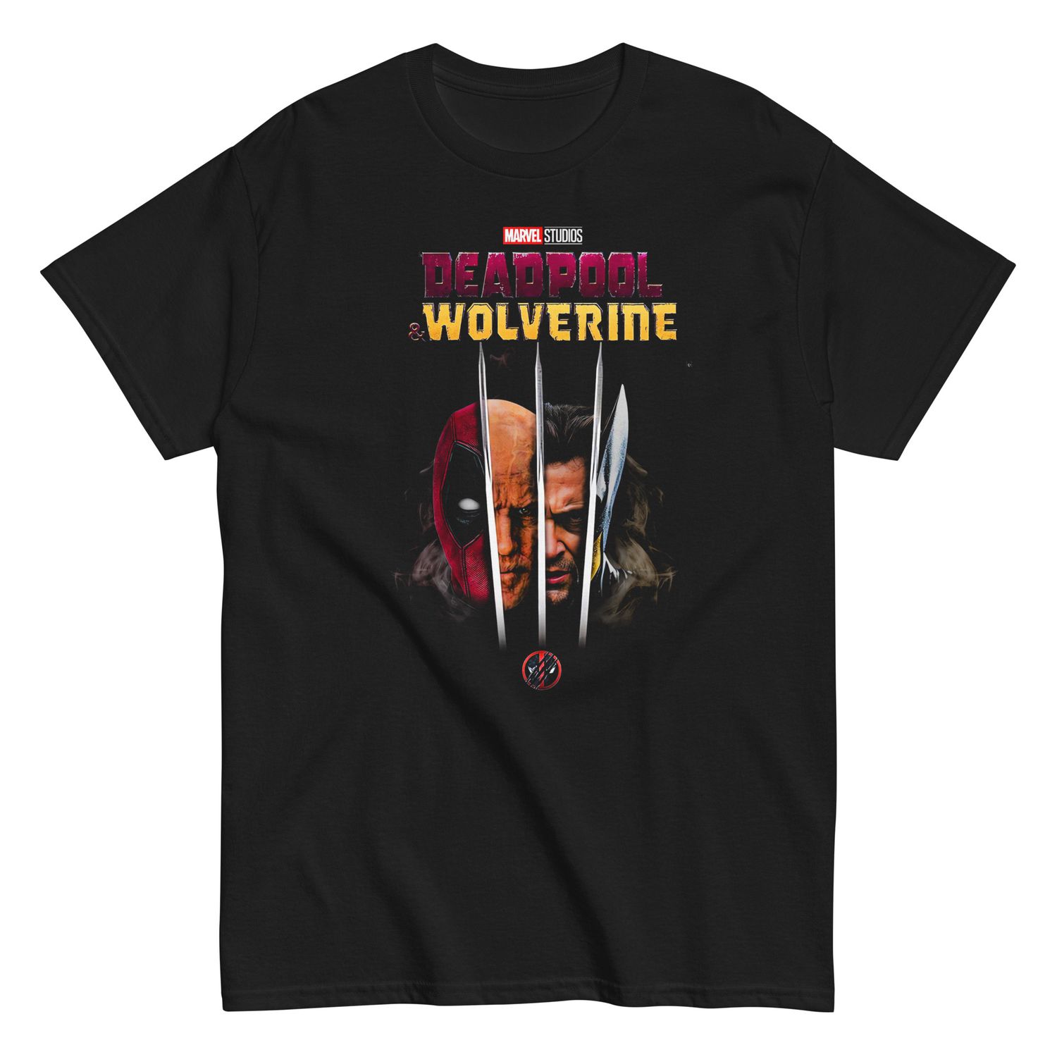 Deadpool &amp; Wolverine Faces Mens T Shirt Black Retro Pop Classics