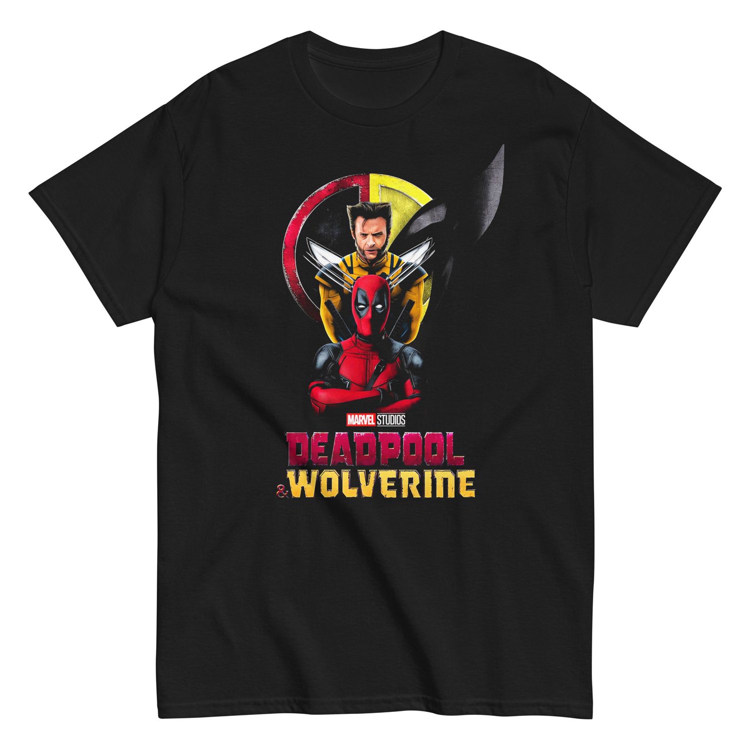Deadpool &amp; Wolverine Mens T Shirt Black Retro Pop Classics