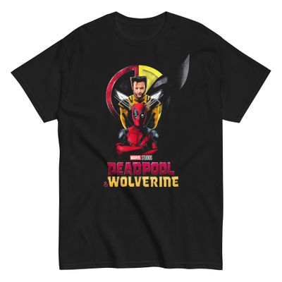 Deadpool &amp; Wolverine Mens T Shirt Black Retro Pop Classics