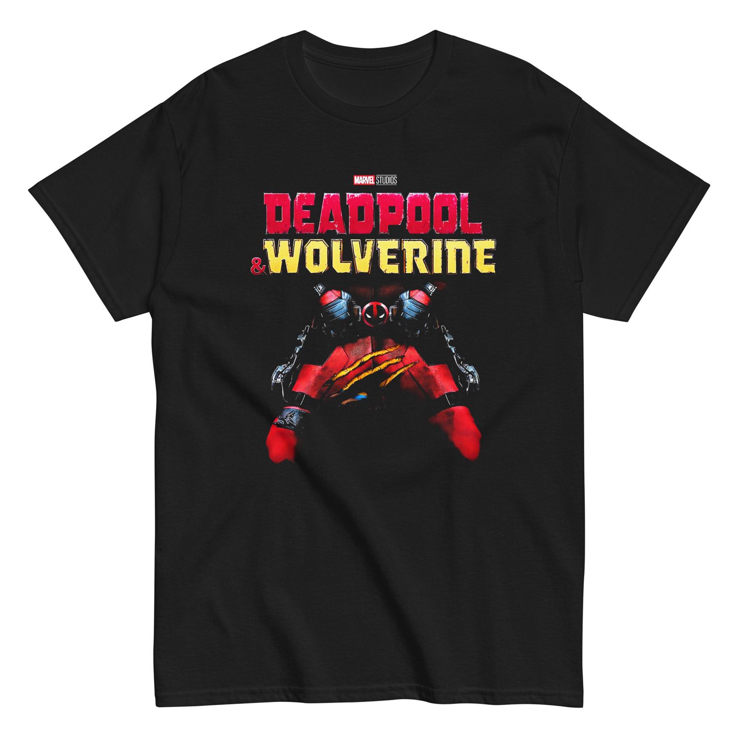 Deadpool &amp; Wolverine Mens T Shirt Black Retro Pop Classics