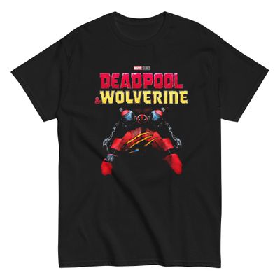 Deadpool &amp; Wolverine Mens T Shirt Black Retro Pop Classics