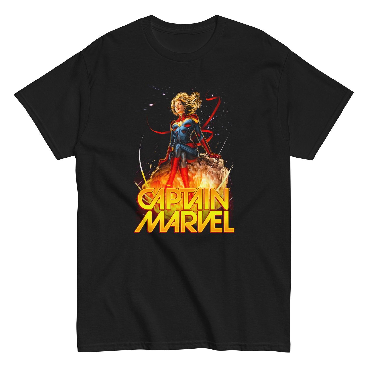 Captain Marvel Animated Mens T Shirt Black Retro Pop Classics