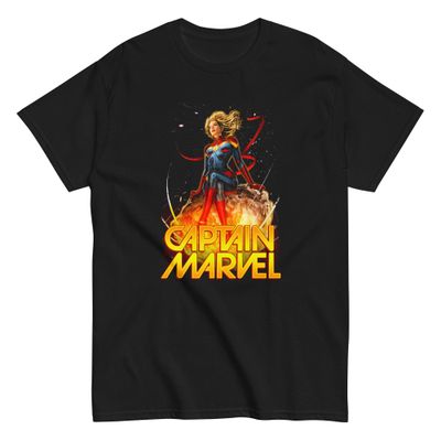 Captain Marvel Animated Mens T Shirt Black Retro Pop Classics