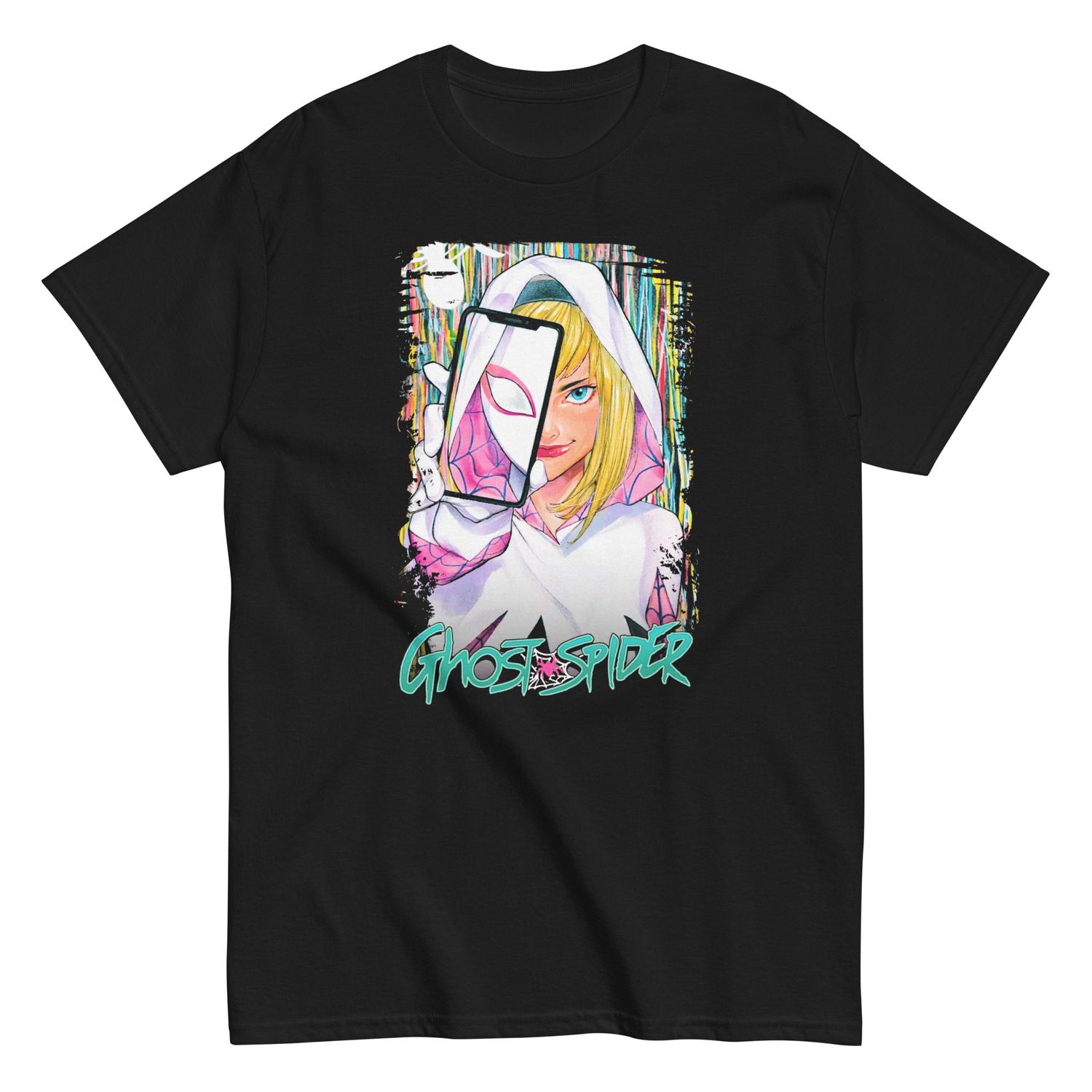 Ghost Spider Screen Shot Animated Mens T Shirt Black Retro Pop Classics