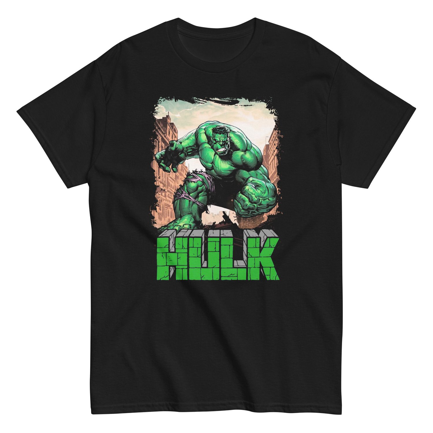 Hulk Punch Animated Mens T Shirt Black Retro Pop Classics