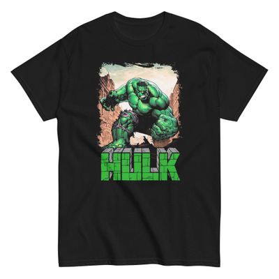 Hulk Punch Animated Mens T Shirt Black Retro Pop Classics