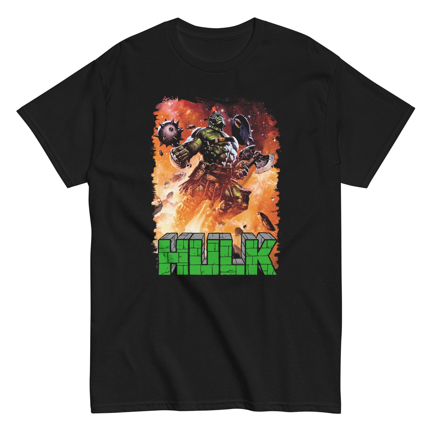Hulk Bursting Animated Mens T Shirt Black Retro Pop Classics