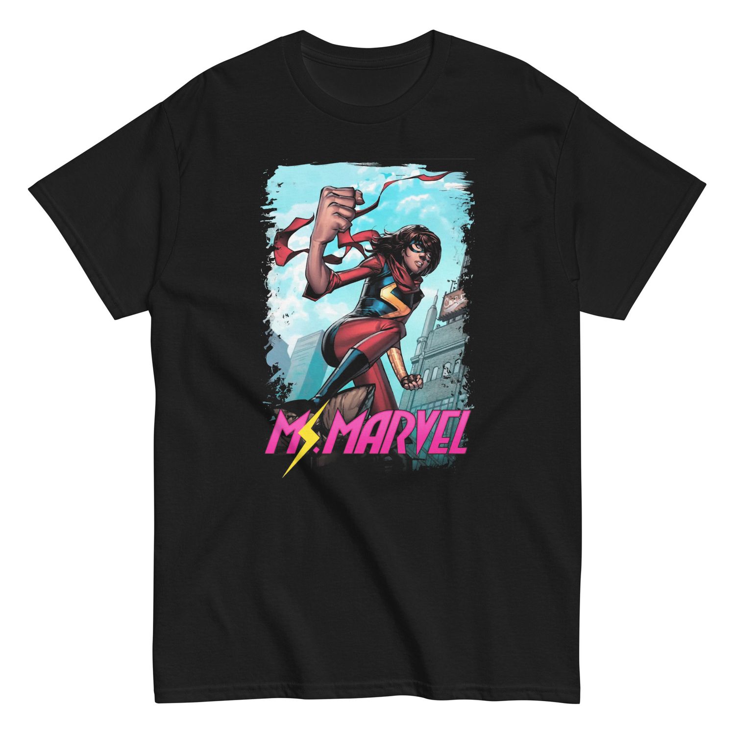 MS Marvel Animated Mens T Shirt Black Retro Pop Classics