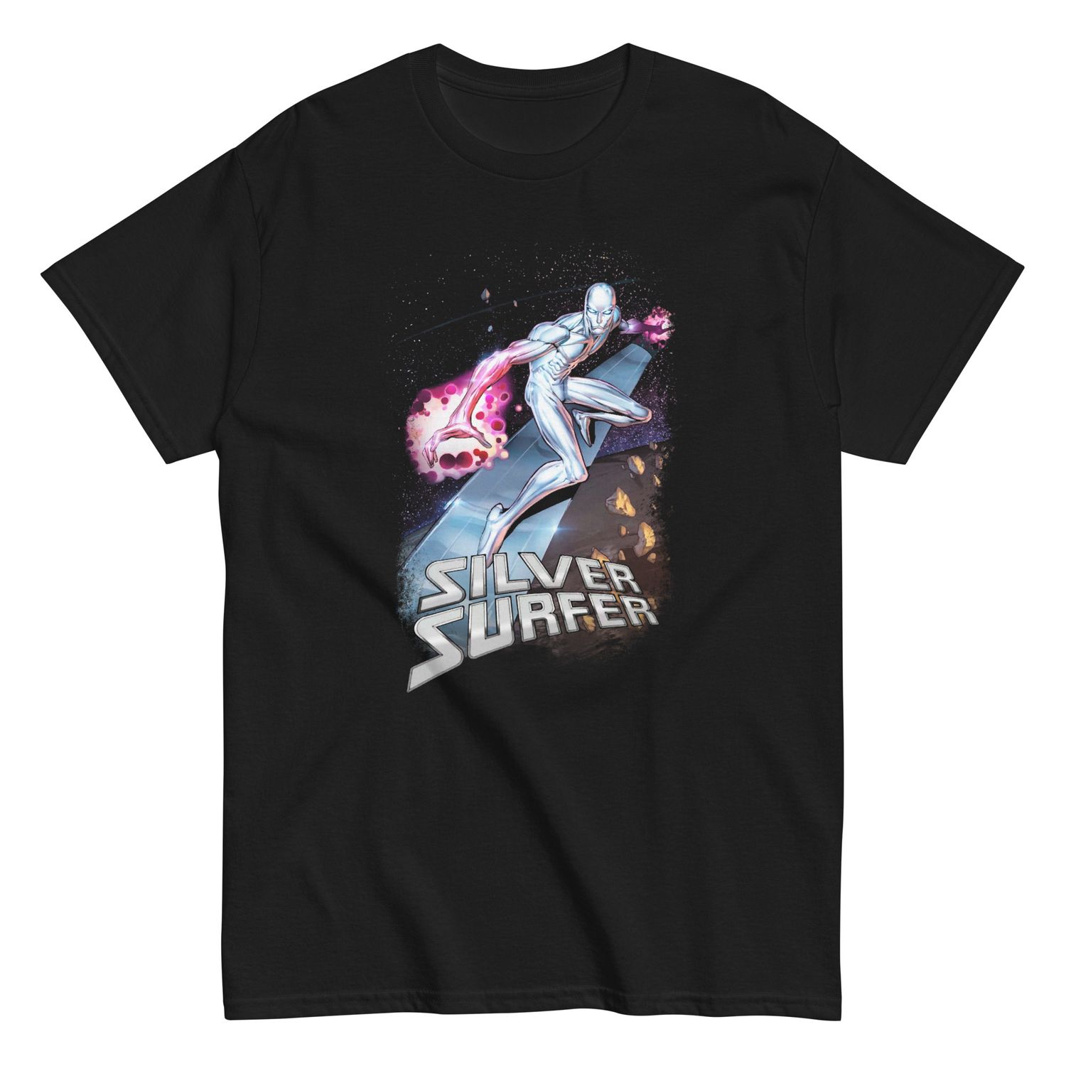 Silver Surfer Animated Mens T Shirt Black Retro Pop Classics