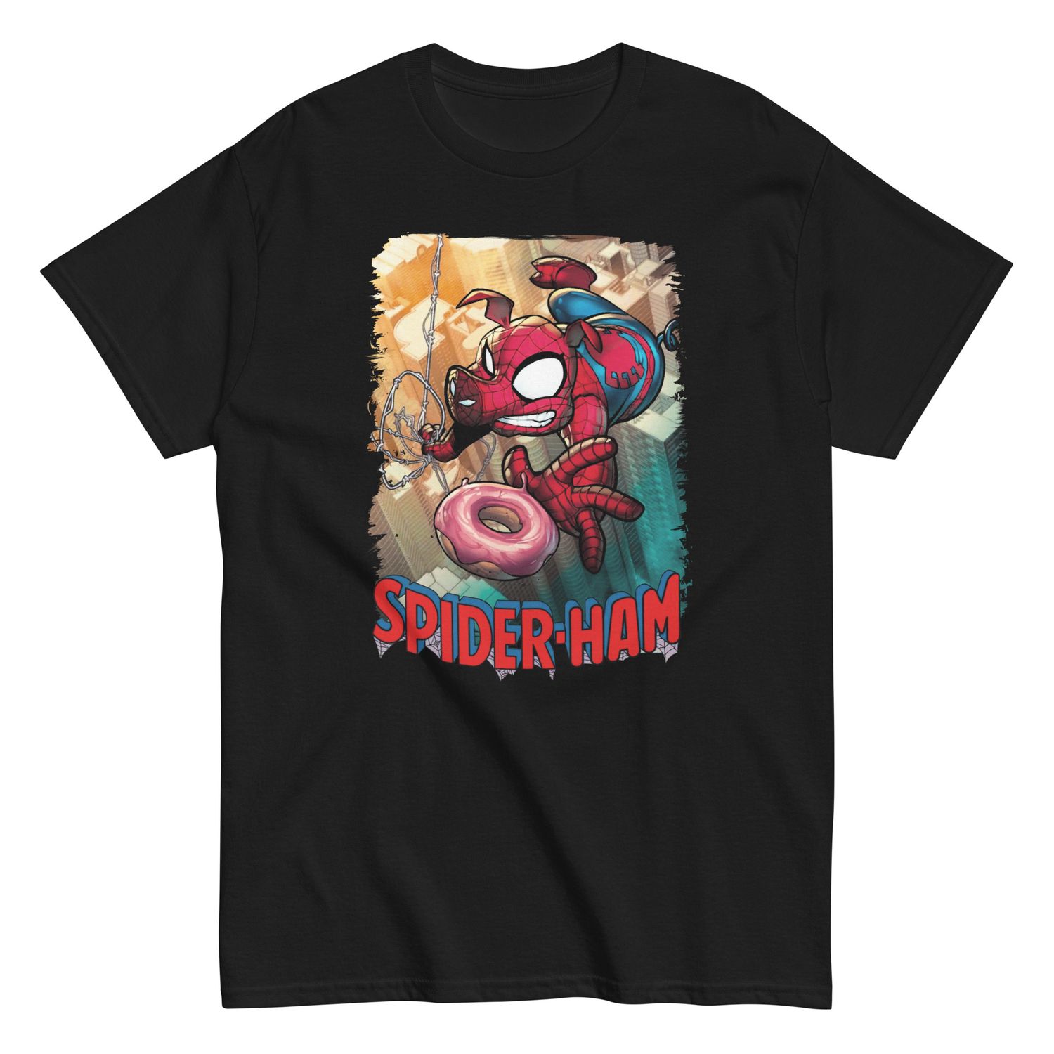 Spider Ham Animated Mens T Shirt Black Retro Pop Classics