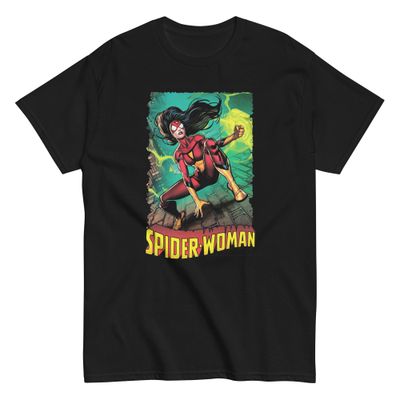 Spider Woman Animated Mens T Shirt Black Retro Pop Classics