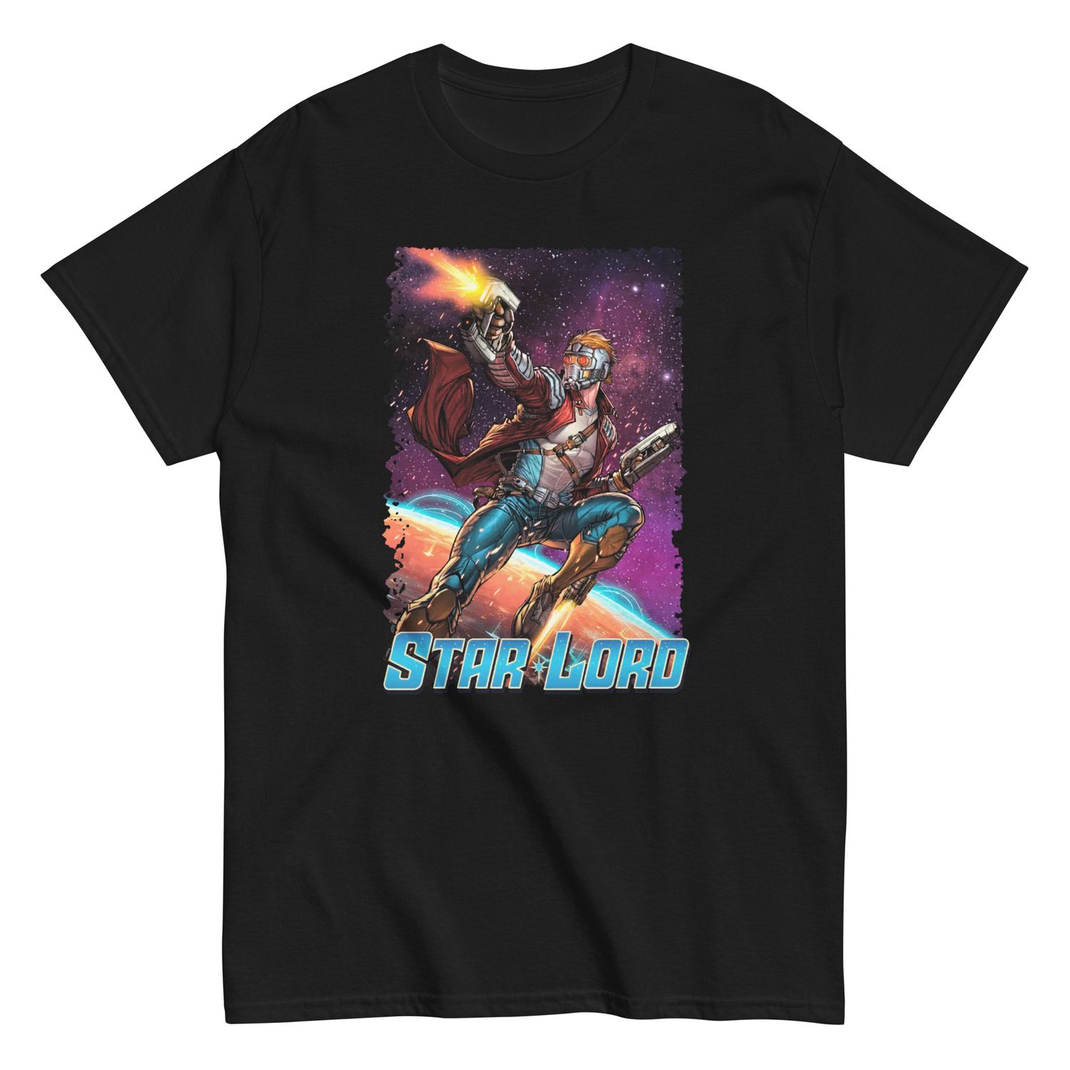 Star Lord Animated Mens T Shirt Black Retro Pop Classics