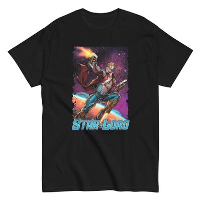 Star Lord Animated Mens T Shirt Black Retro Pop Classics