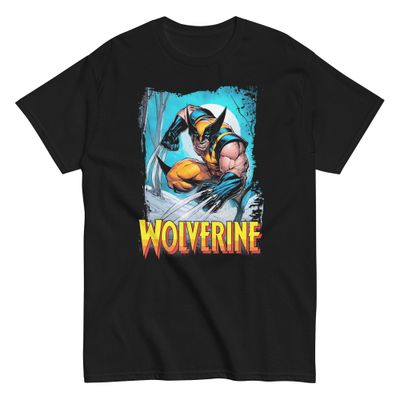 Wolverine Bursting Animated Mens T Shirt Black Retro Pop Classics