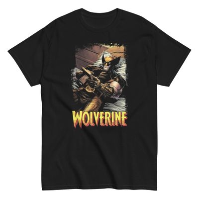 Wolverine Laid Back Animated Mens T Shirt Black Retro Pop Classics