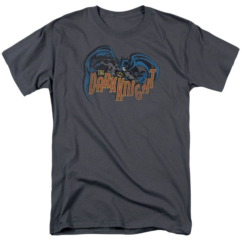 Batman Retro Dark Knight Mens T Shirt Charcoal Retro Pop Classics