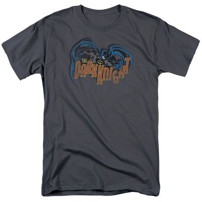Batman Retro Dark Knight Mens T Shirt Charcoal Retro Pop Classics