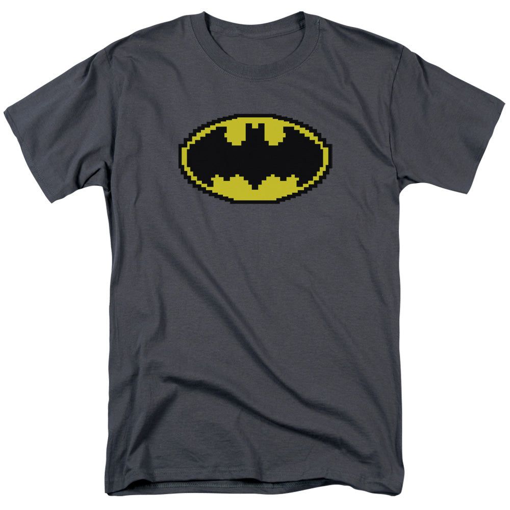 Batman Pixel Symbol Mens T Shirt Charcoal Retro Pop Classics