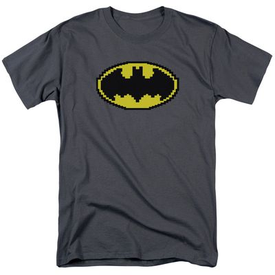 Batman Pixel Symbol Mens T Shirt Charcoal Retro Pop Classics