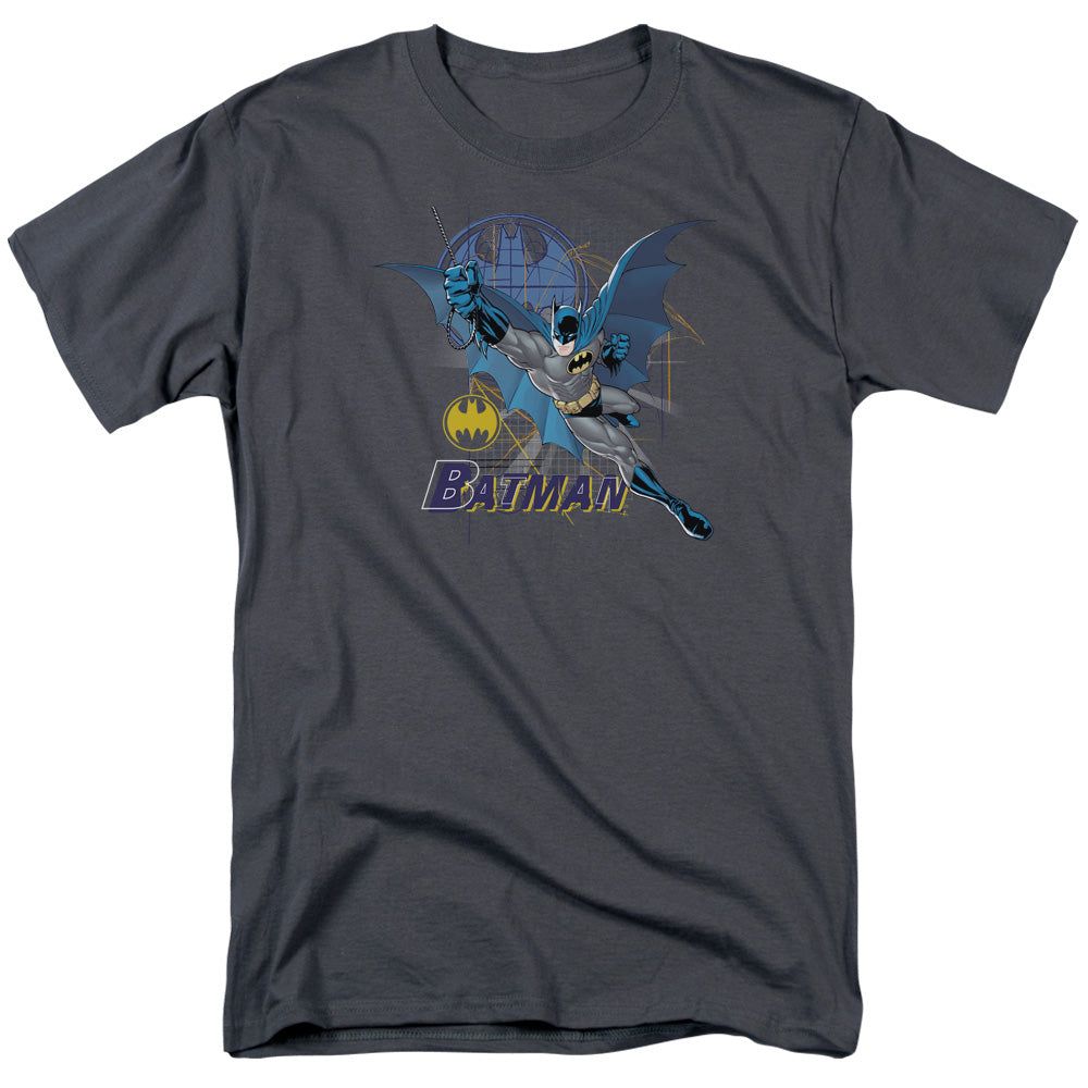 Batman Cape Outstretched Mens T Shirt Charcoal Retro Pop Classics