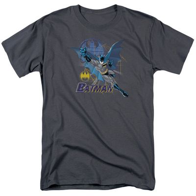 Batman Cape Outstretched Mens T Shirt Charcoal Retro Pop Classics
