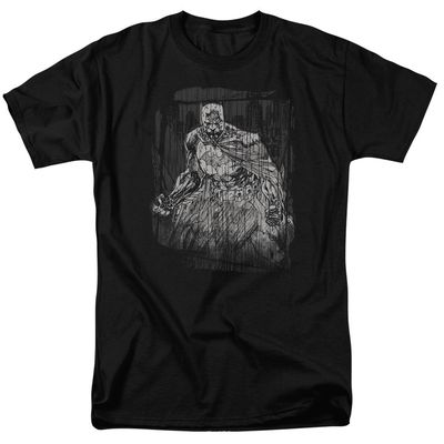 Batman Pencilled Rain Mens T Shirt Black Retro Pop Classics
