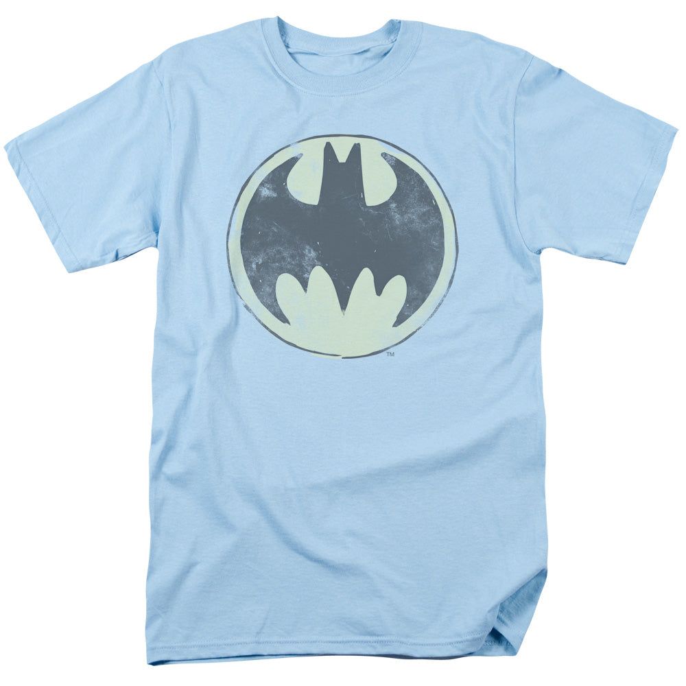 Batman Old Time Logo Mens T Shirt Light Blue Retro Pop Classics
