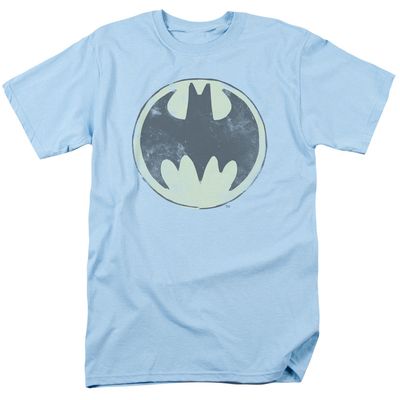 Batman Old Time Logo Mens T Shirt Light Blue Retro Pop Classics