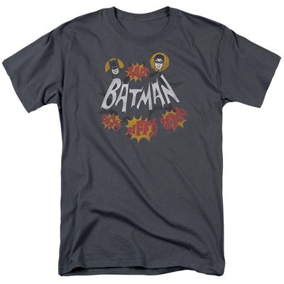 Batman Classic TV Sound Effects Mens T Shirt Charcoal Retro Pop Classics