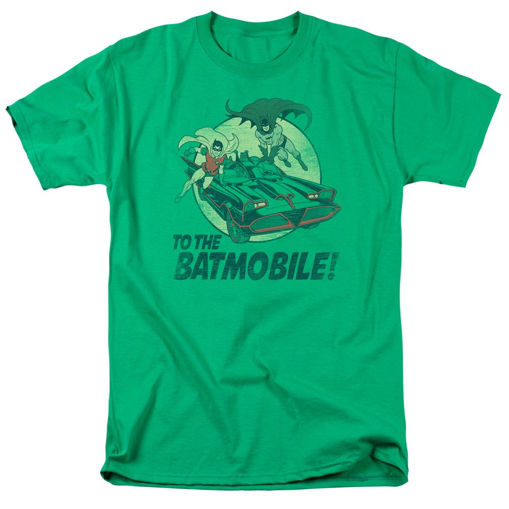Batman Classic TV To The Batmobile Mens T Shirt Kelly Green Retro Pop Classics