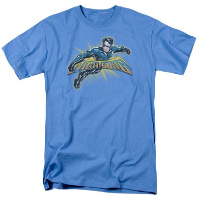 Batman Nightwing Burst Mens T Shirt Carolina Blue Retro Pop Classics