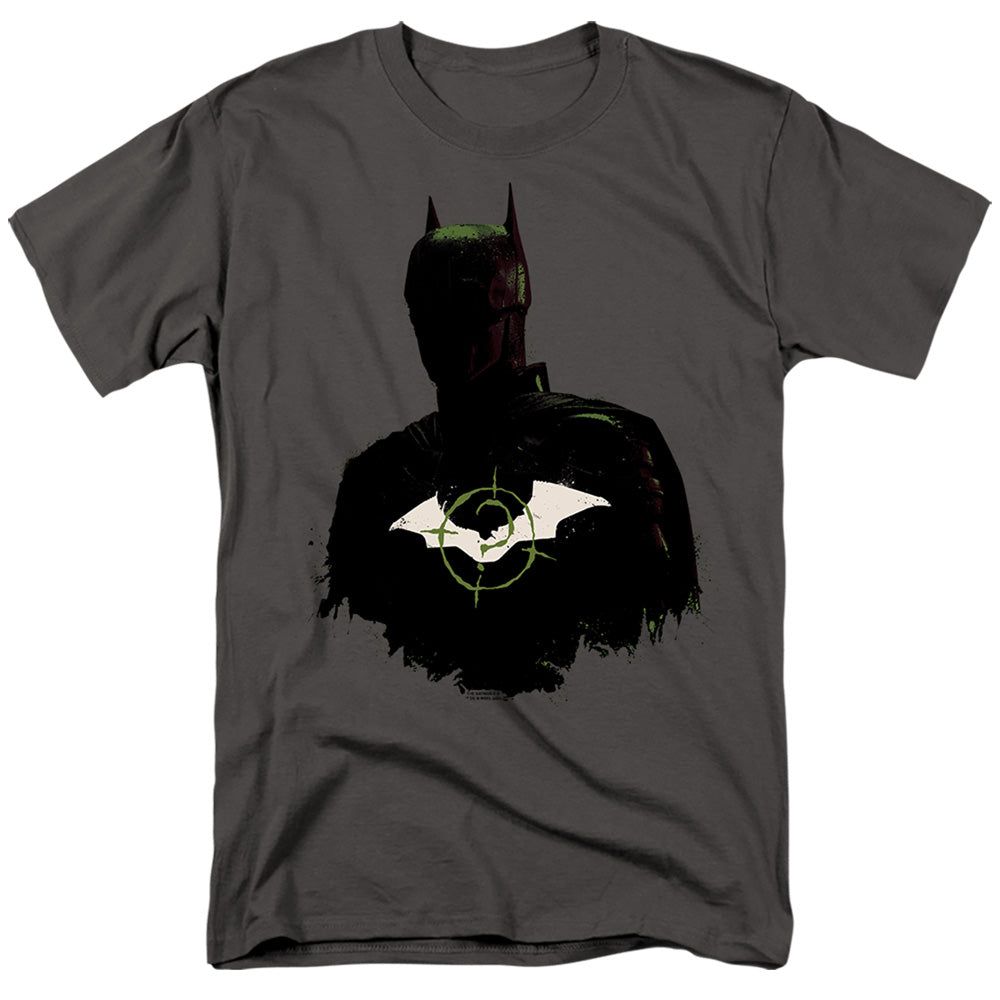 The Batman Silhouette With Riddler Logo Mens T Shirt Charcoal Retro Pop Classics