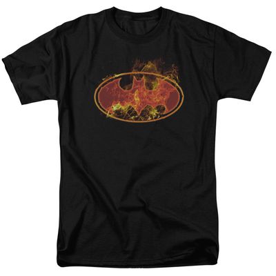 Batman Flames Logo Mens T Shirt Black Retro Pop Classics
