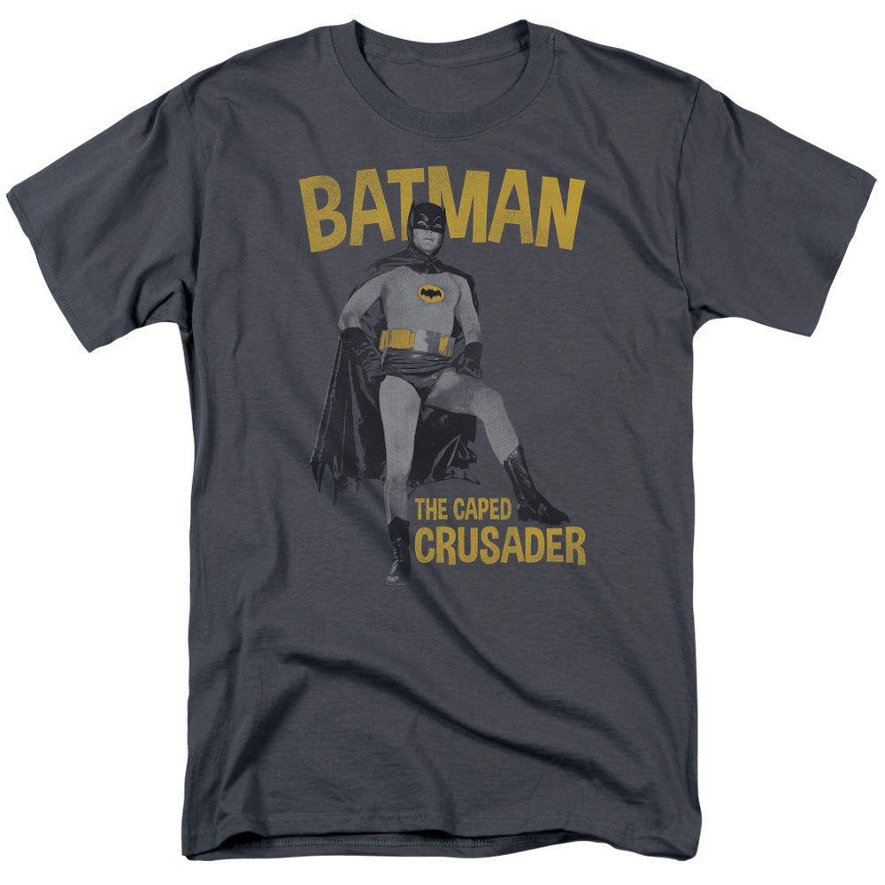 Batman Classic TV Caped Crusader Mens T Shirt Charcoal Retro Pop Classics