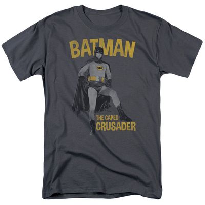 Batman Classic TV Caped Crusader Mens T Shirt Charcoal Retro Pop Classics