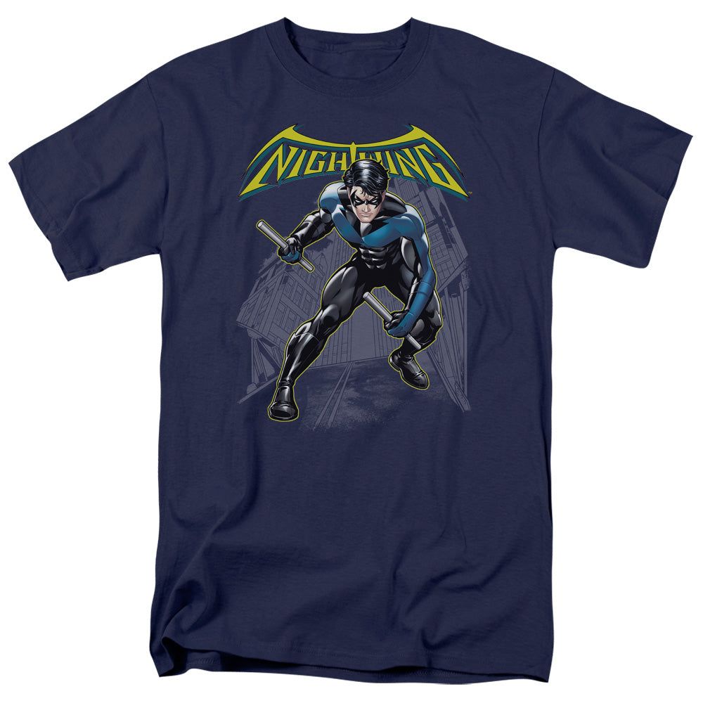 Batman Nightwing Mens T Shirt Navy Blue Retro Pop Classics