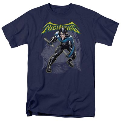 Batman Nightwing Mens T Shirt Navy Blue Retro Pop Classics