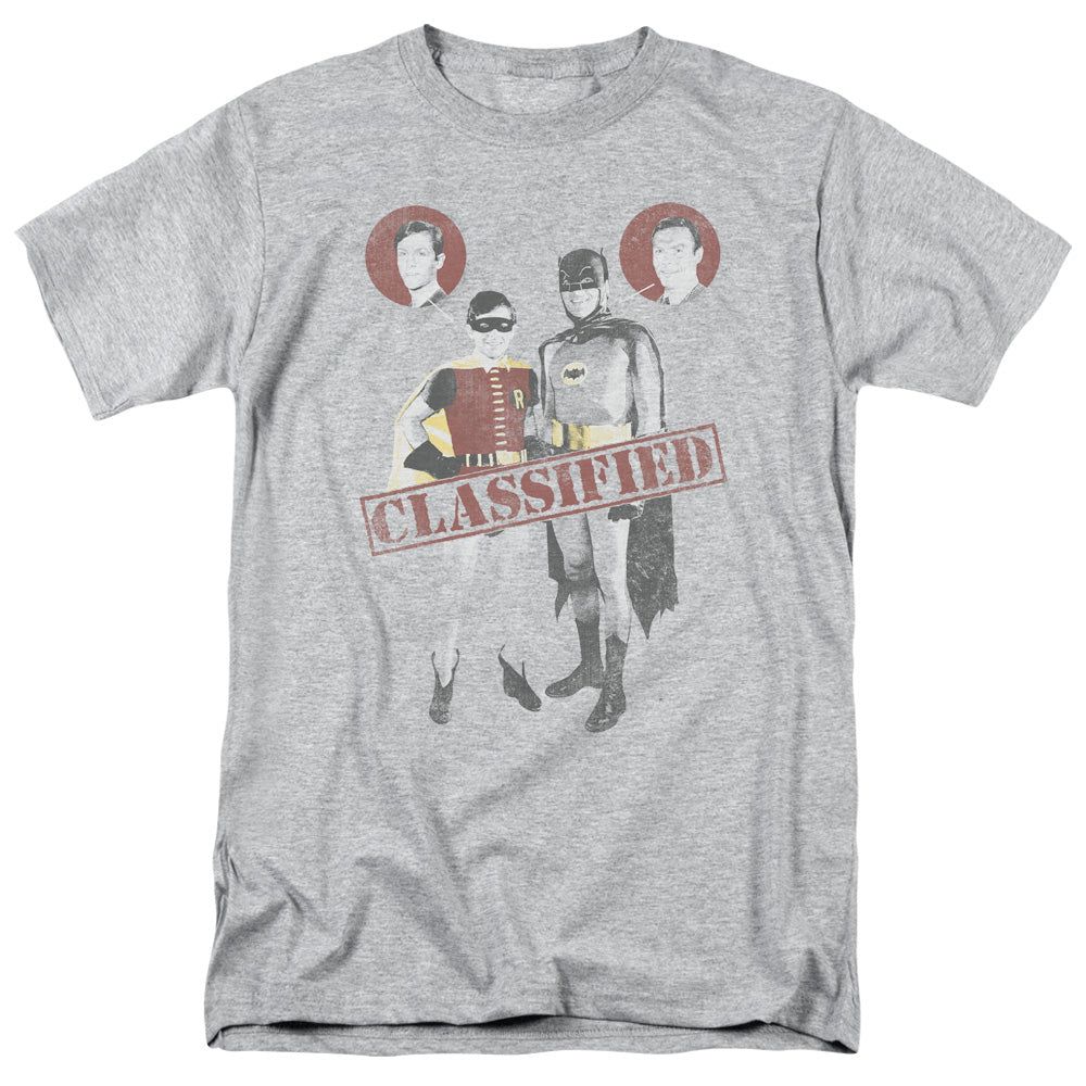 Batman Classic TV Classified Mens T Shirt Athletic Heather Retro Pop Classics