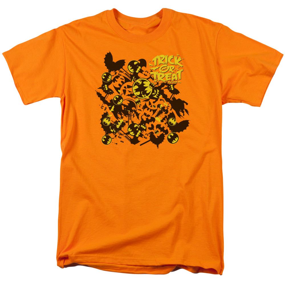 Batman Trick Or Treat Collage Mens T Shirt Orange Retro Pop Classics
