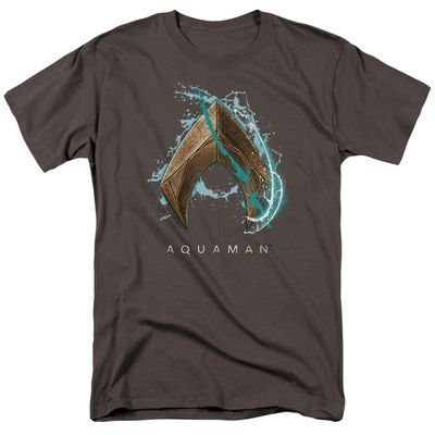 Aquaman Movie Water Shield Mens T Shirt Charcoal Retro Pop Classics